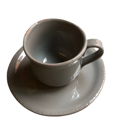 TAVOLOZZA TEA CUP + SAUCER-DARK GREY