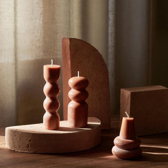 CANDLES-TORNO CANDLES-SET OF 3-AMBER