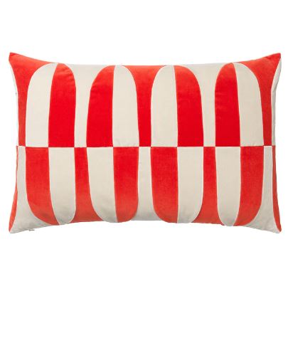 CUSHION-ABIGAIL 40X60 VELVET TOMATO-DUSTY WHITE