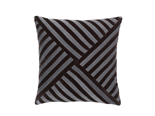 CUSHION-LILY 55X55CM VELVET-STEEL GREY/CHOCOLATE