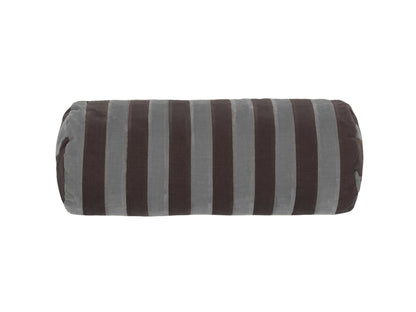 STRIPE BOLSTER DIAM. 14X40 CUSHION VELVET STEEL GREY/CHOCOLATE