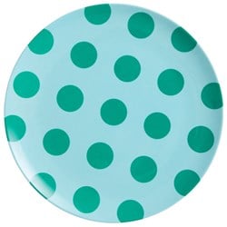 MELAMINE SIDE PLATE IN MINT WITH GREEN DOTS PRINT