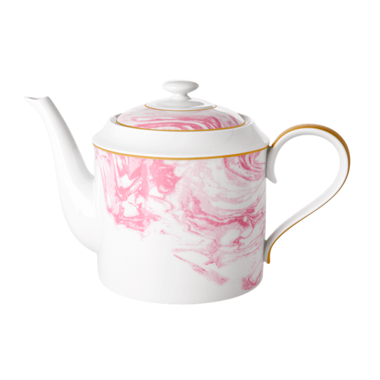 PORCELAIN TEAPOT WITH PINK MARBLE PRINT