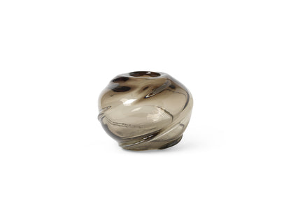WATER SWIRL VASE-ROUND-SMOKED GREY