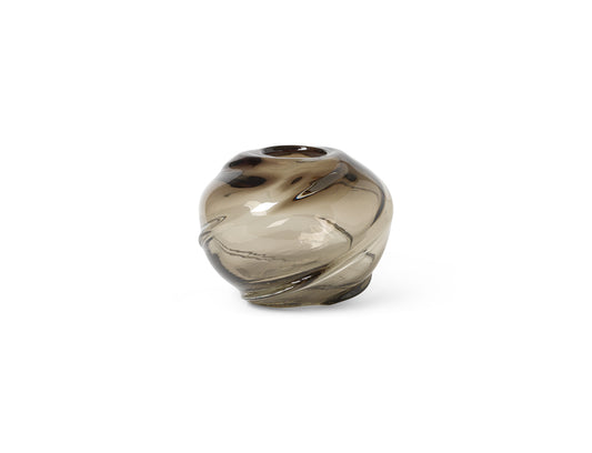 WATER SWIRL VASE-ROUND-SMOKED GREY