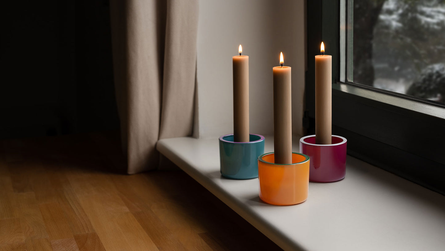 CANDLE HOLDERS-GLASS LIGHTS N.1-SET OF 3