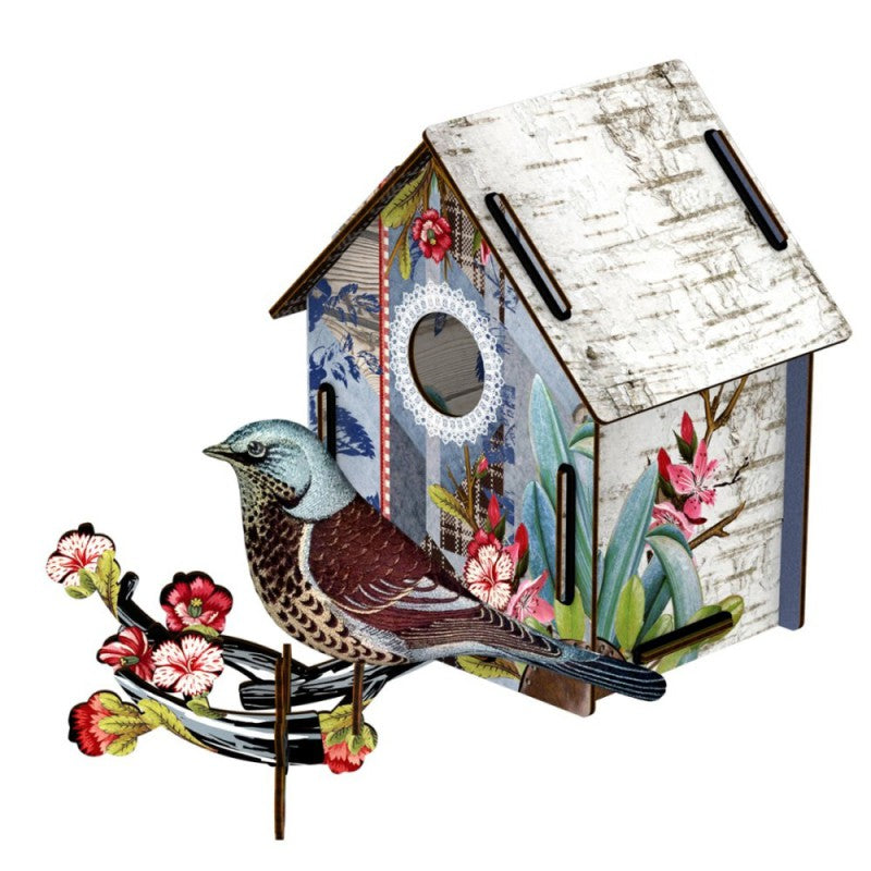 Bird House W/Bird In Fabric - I'm Back!, HOME DECOR, MIHO UNEXPECTED, - Fabrica