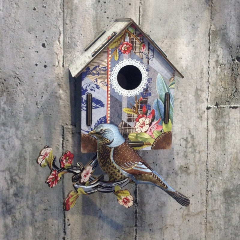 Bird House W/Bird In Fabric - I'm Back!, HOME DECOR, MIHO UNEXPECTED, - Fabrica