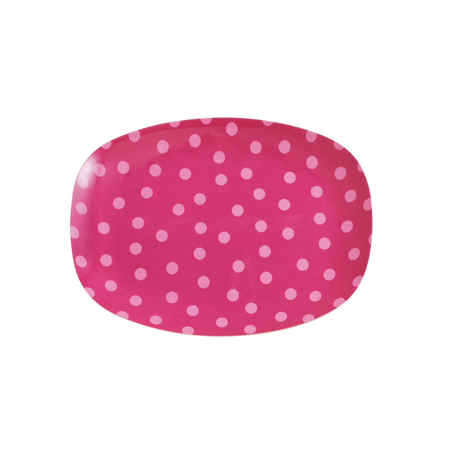 PLATE - MELAMINE RECTANGULAR PLATE WITH SOFT PINK DOT PRINT - SMALL