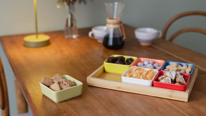 TRAY-WOODEN TRAY WITH BOWLS NO.1-SET OF 7 PCS