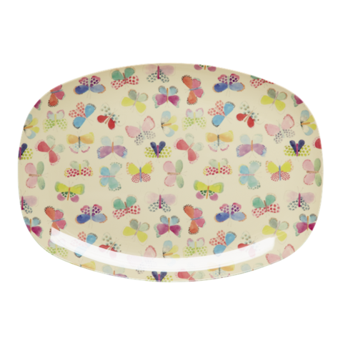 MELAMINE RECTANGULAR PLATE WITH BUTTERFLY PRINT